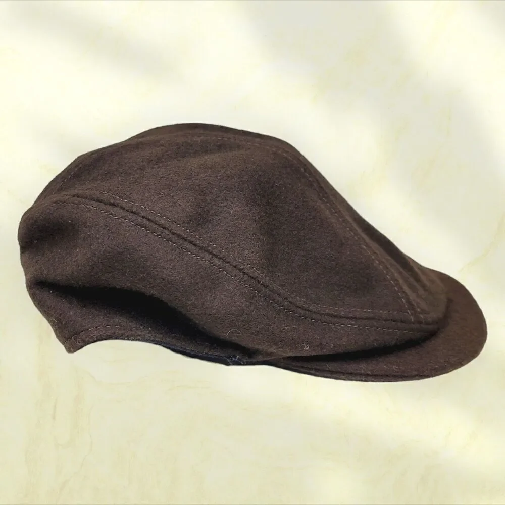 Vintage New York Hat Co Made USA Brown 100% Wool Driver Newsboy Cap L XL‎